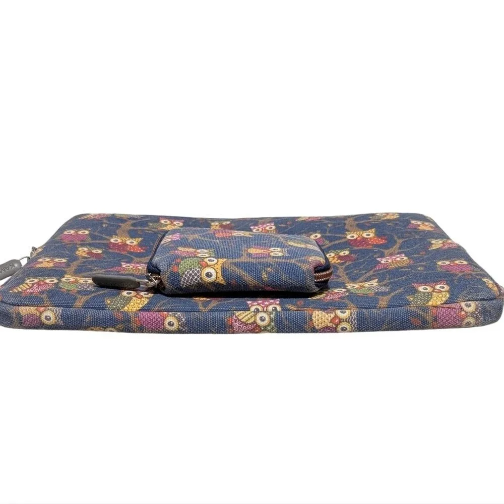 Kamor 2 piece laptop sleeve with wallet owl animal padded bohemian computer case
